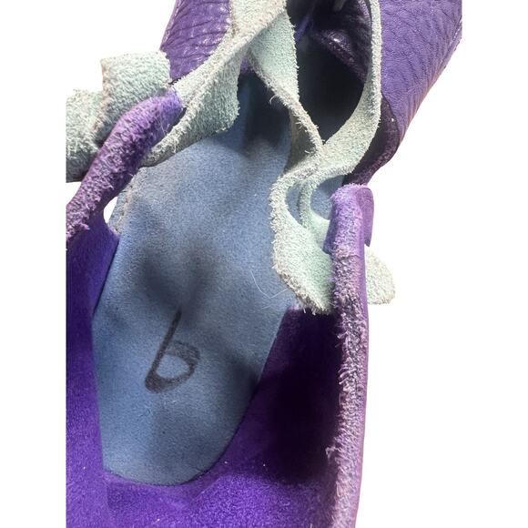 Handmade Purple Teal Leather Sandals Mens 9 Gladiator Fisherman Jesus Resortware main image 5
